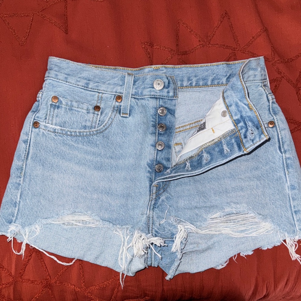 Levi's Light Blue Distressed Jean Shorts